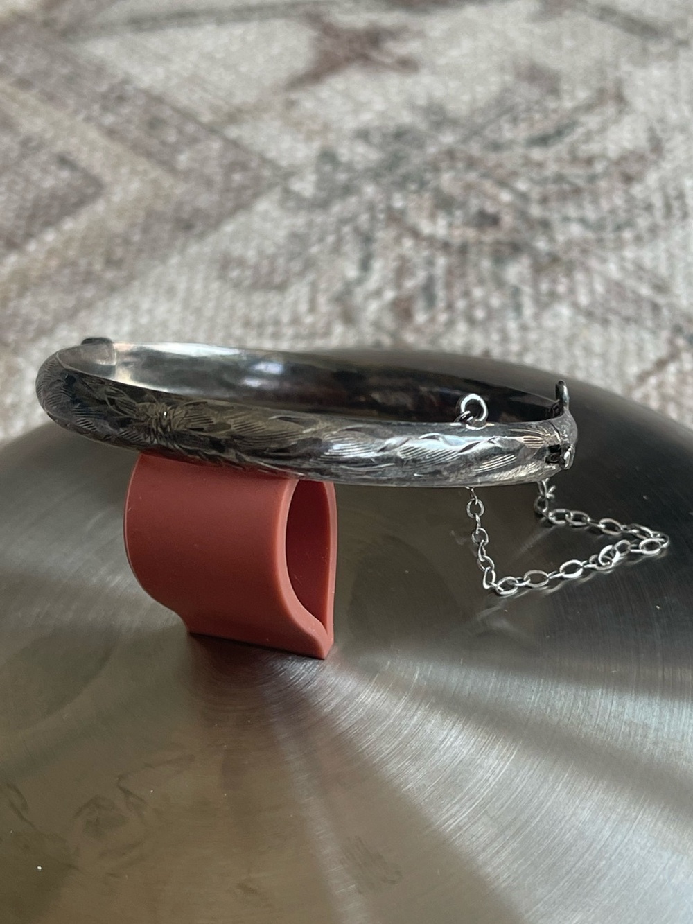 Delicate Sterling Silver Burkhardt Jewellers Birks Hinged Bangle Bracelet
